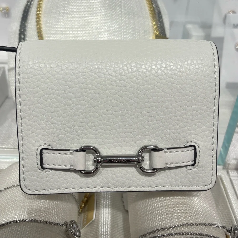 MICHAEL KORS Carson Small Pebbled Leather Wallet Optic White  NWT